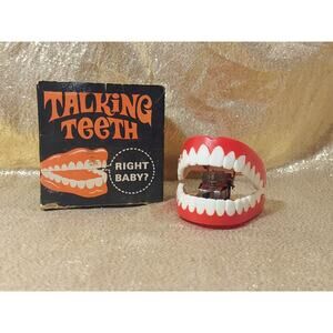 1970 Wind-Up Talking Teeth Original Box Fishlove & Co Chicago USA 618 NO KEY